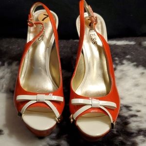 Guess Patent Orange Platform Shoes